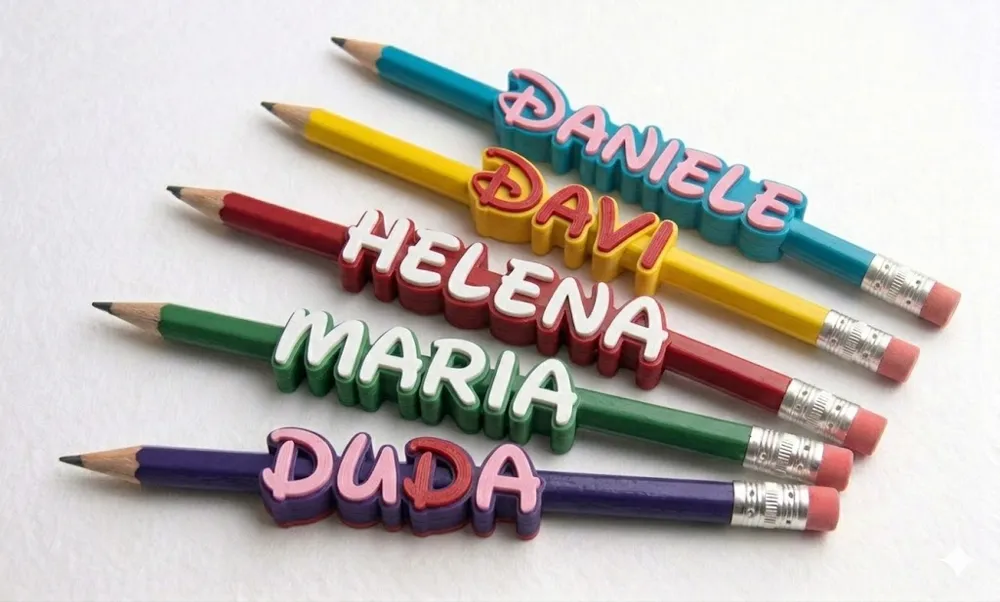 Marcador Nome Lápis 3D Personalizado
